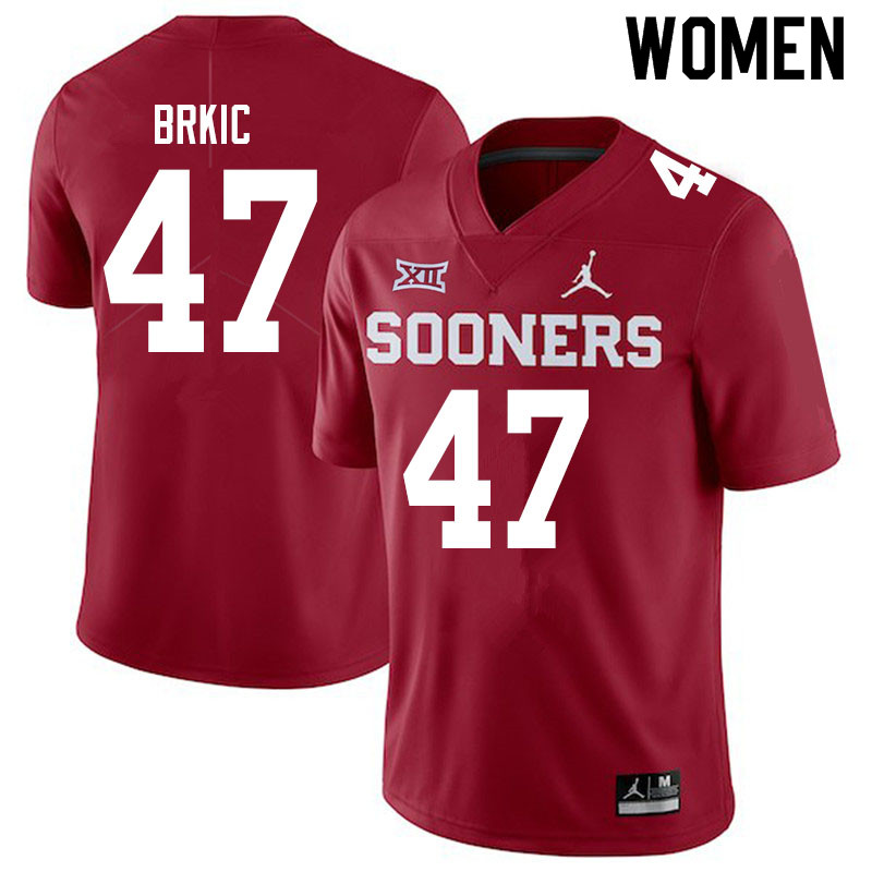 Women #47 Gabe Brkic Oklahoma Sooners Jordan Brand College Football Jerseys Sale-Crimson